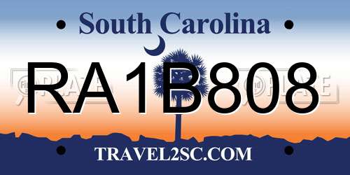 RA1B808 South Carolina License Plate