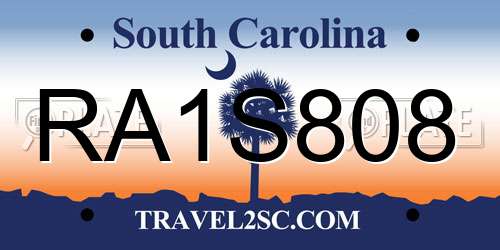RA1S808 South Carolina License Plate