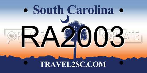 RA2003 South Carolina License Plate