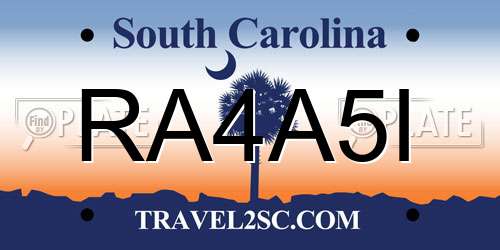 RA4A5I South Carolina License Plate