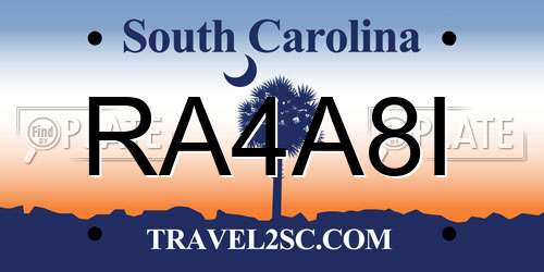 RA4A8I South Carolina License Plate