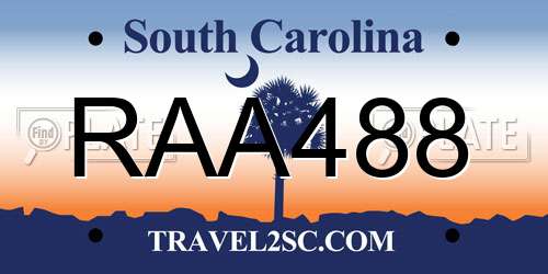 RAA488 South Carolina License Plate