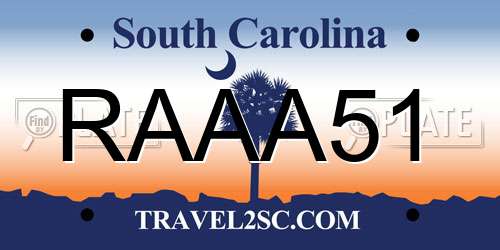 RAAA51 South Carolina License Plate