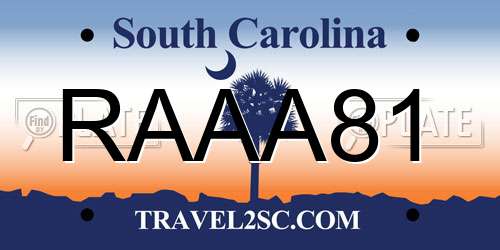 RAAA81 South Carolina License Plate