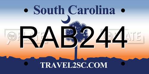 RAB244 South Carolina License Plate
