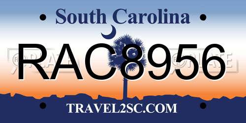 RAC8956 South Carolina License Plate