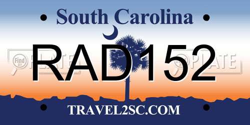 RAD152 South Carolina License Plate