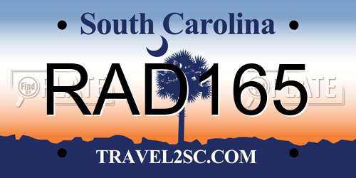 RAD165 South Carolina License Plate