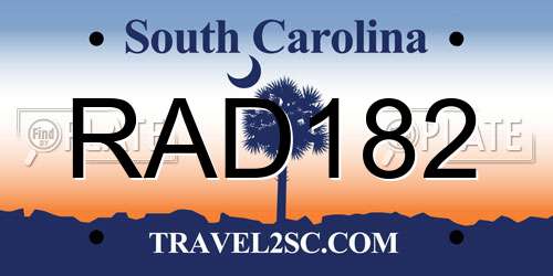 RAD182 South Carolina License Plate