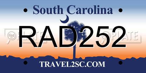 RAD252 South Carolina License Plate