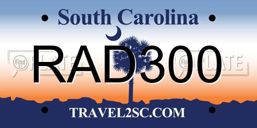 RAD300 South Carolina License Plate