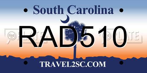 RAD510 South Carolina License Plate
