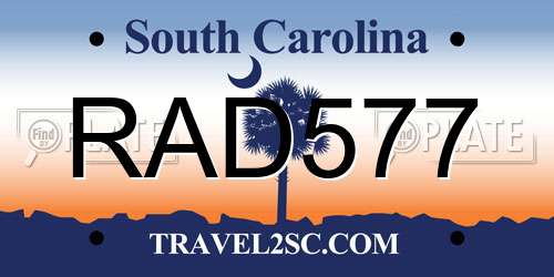 RAD577 South Carolina License Plate