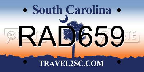 RAD659 South Carolina License Plate