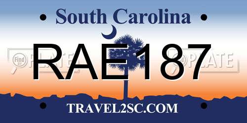 RAE187 South Carolina License Plate