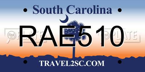 RAE510 South Carolina License Plate