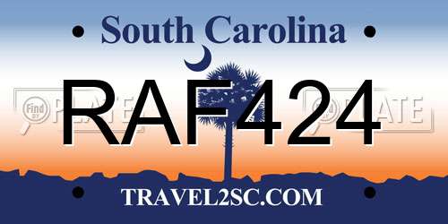 RAF424 South Carolina License Plate