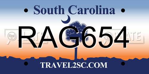 RAG654 South Carolina License Plate