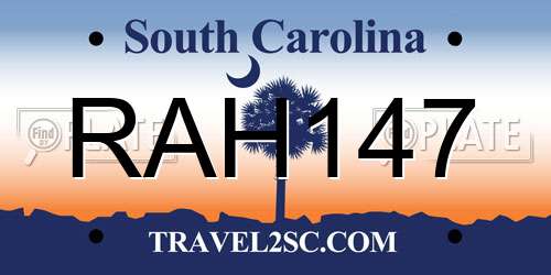 RAH147 South Carolina License Plate