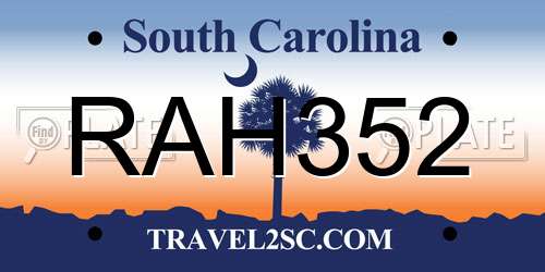 RAH352 South Carolina License Plate