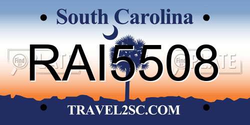 RAI5508 South Carolina License Plate