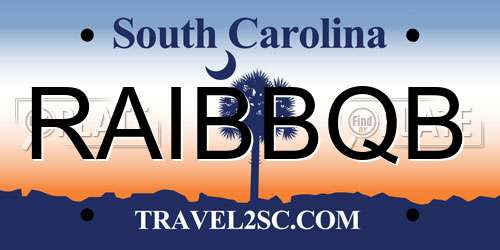RAIBBQB South Carolina License Plate
