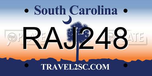 RAJ248 South Carolina License Plate