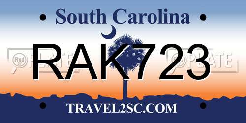 RAK723 South Carolina License Plate