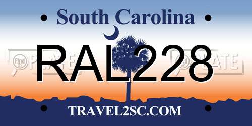 RAL228 South Carolina License Plate