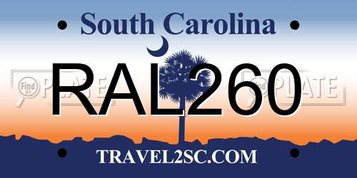 RAL260 South Carolina License Plate