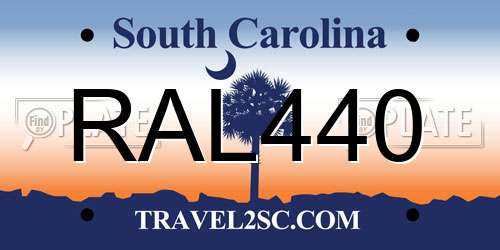 RAL440 South Carolina License Plate