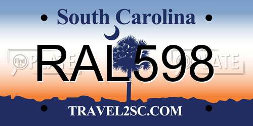 RAL598 South Carolina License Plate