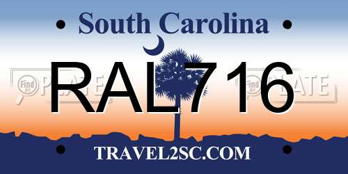 RAL716 South Carolina License Plate