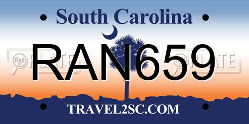 RAN659 South Carolina License Plate