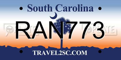 RAN773 South Carolina License Plate