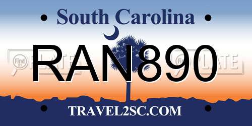 RAN890 South Carolina License Plate