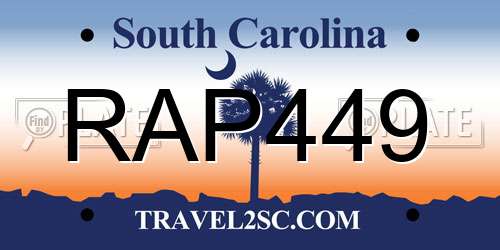 RAP449 South Carolina License Plate