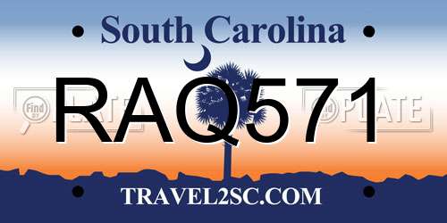 RAQ571 South Carolina License Plate