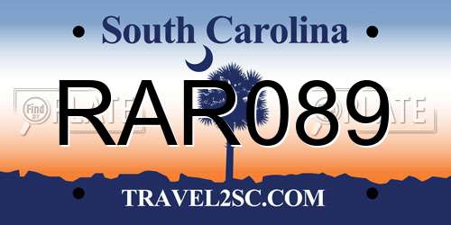 RAR089 South Carolina License Plate