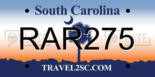 RAR275 South Carolina License Plate