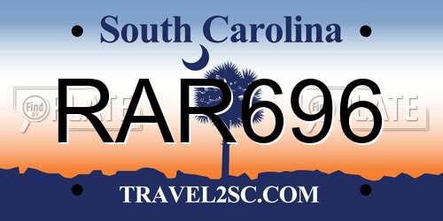 RAR696 South Carolina License Plate