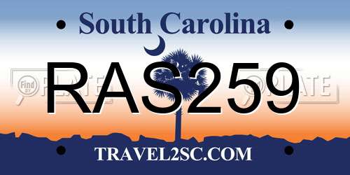 RAS259 South Carolina License Plate