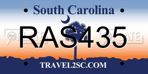 RAS435 South Carolina License Plate
