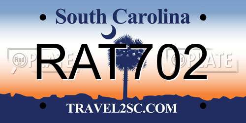 RAT702 South Carolina License Plate