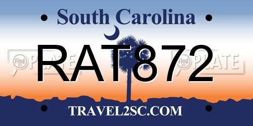 RAT872 South Carolina License Plate