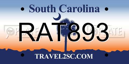 RAT893 South Carolina License Plate