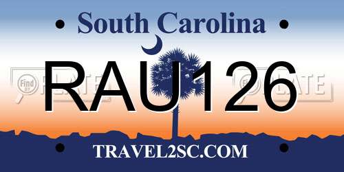 RAU126 South Carolina License Plate