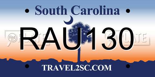 RAU130 South Carolina License Plate