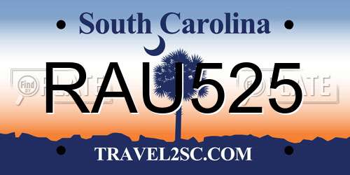 RAU525 South Carolina License Plate