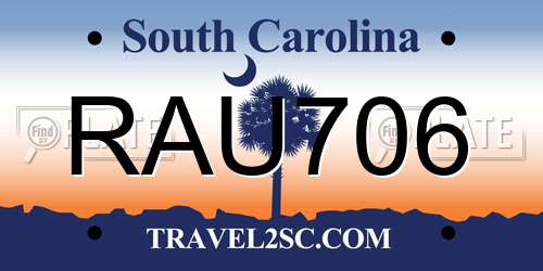 RAU706 South Carolina License Plate